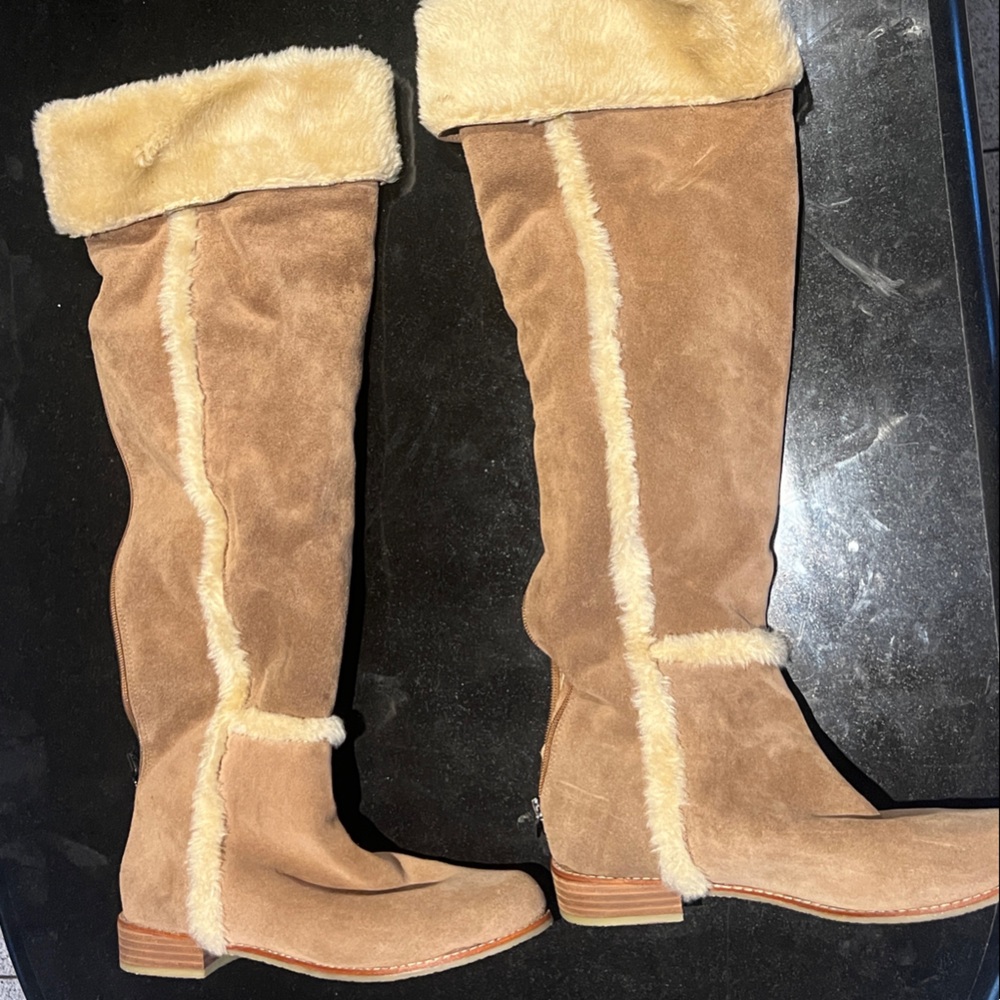 BCBGMaxAzria Tan Suede Knee-High Boots